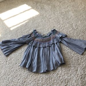 Vintage Havana Off The Shoulder Long Sleeve Top